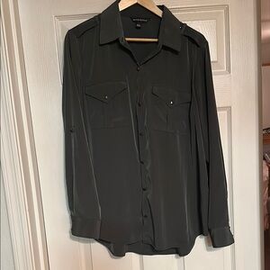 Dark Green shimmer Button-Up blouse